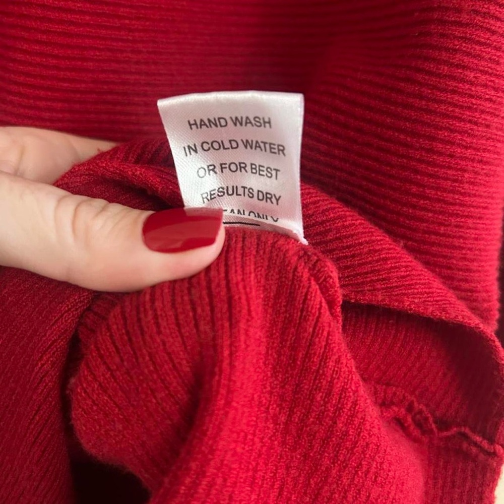 Deep Red V-Neck Sweater - Picture 6 of 7